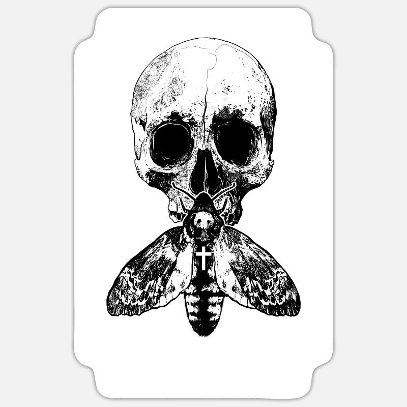Crâne de mite - Sticker taille S (10 x 10 cm) - blanc mat