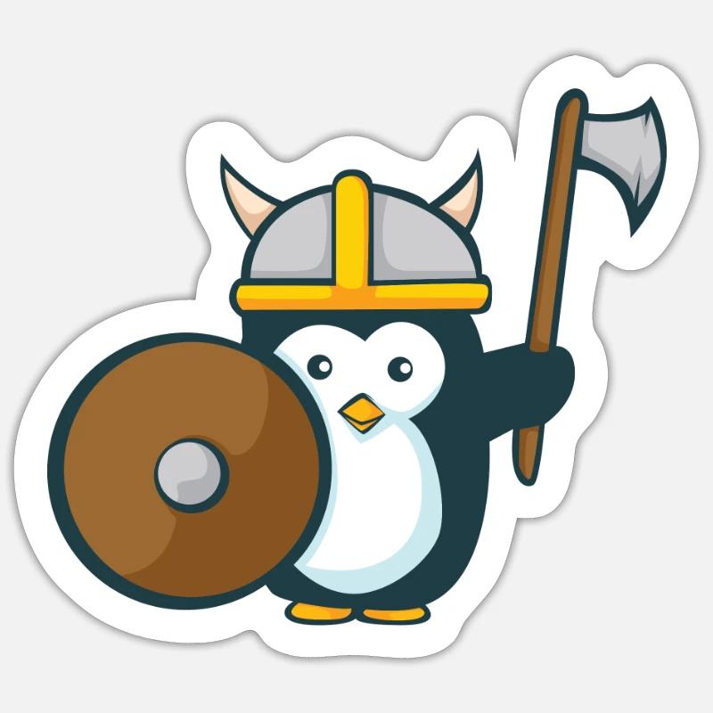 Wikinger Geschenk Wikinger Kawaii Wikinger Helm - Sticker Größe S (10 x 10 cm) - Mattweiß