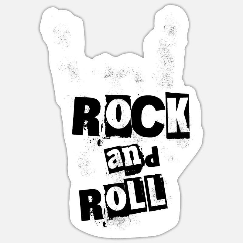 Rock and roll - Sticker taille S (10 x 10 cm) - blanc mat