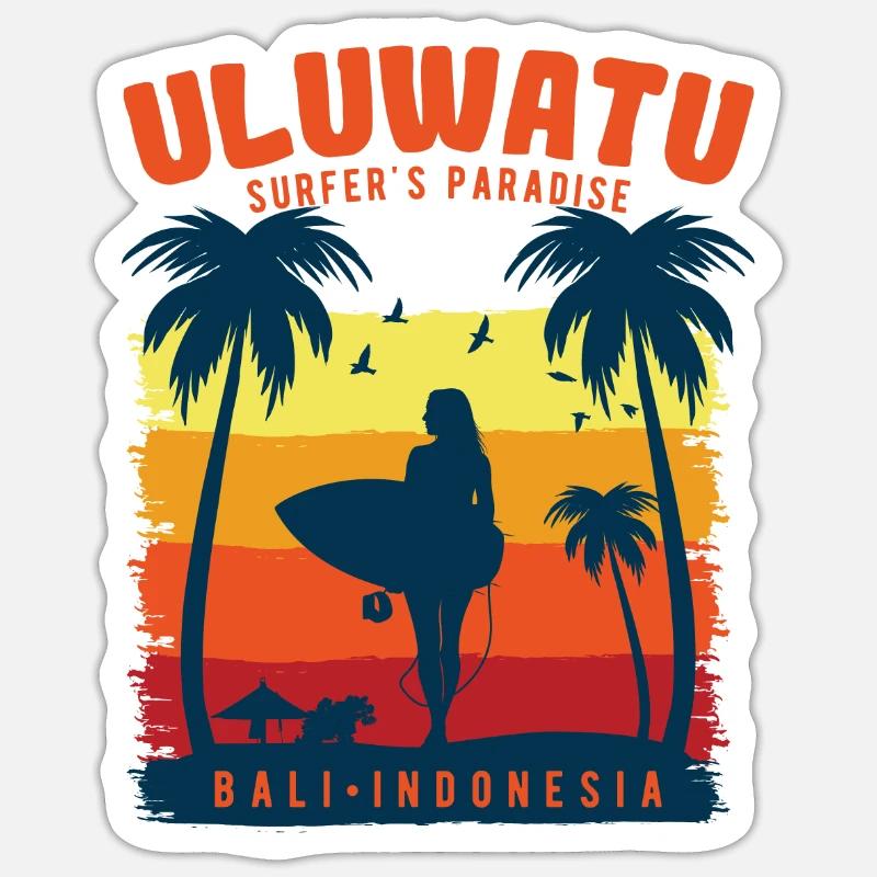 Bali surf - Sticker formato S (10 x 10 cm) - bianco opaco
