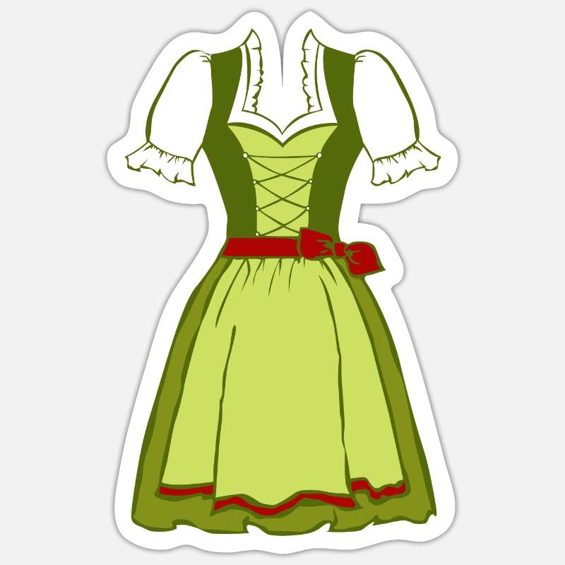 Dirndl Costume - Sticker taille S (10 x 10 cm) - blanc mat