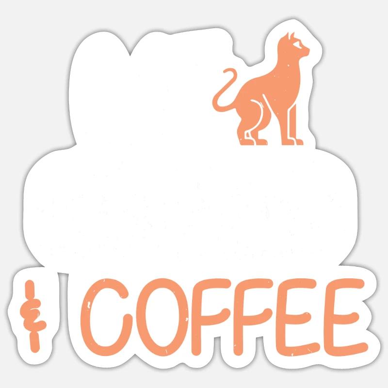 Cat, Books, Coffee - Sticker Größe S (10 x 10 cm) - Mattweiß