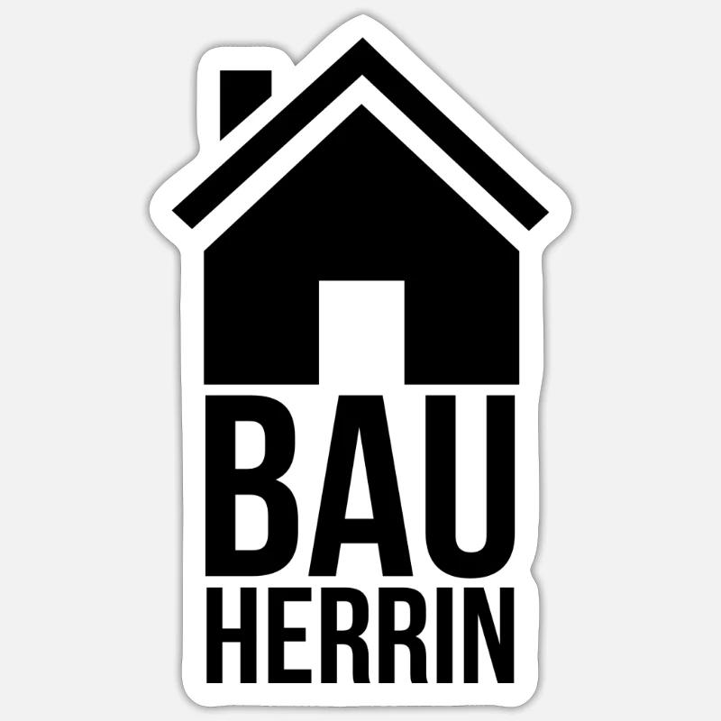 construction maison - Sticker taille S (10 x 10 cm) - blanc mat