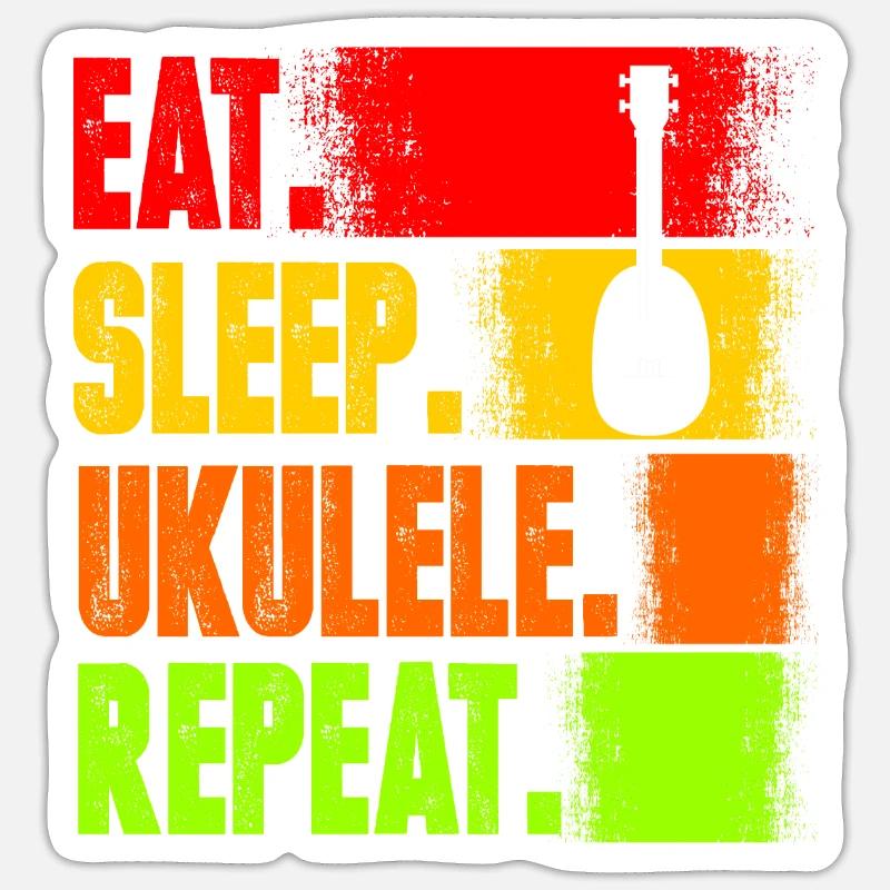 ukulélé - Sticker taille S (10 x 10 cm) - blanc mat