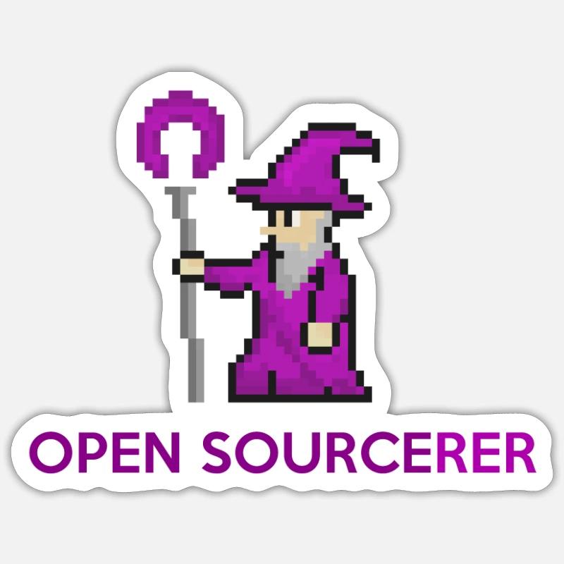 Open source sorcerer programmer t-shirt - Sticker size S (10 x 10 cm) - white matte