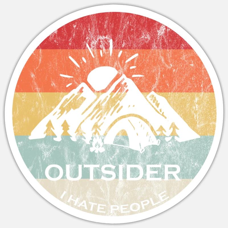 CAMPING I HATE PEOPLE Geschenkidee - Sticker Größe S (10 x 10 cm) - Mattweiß