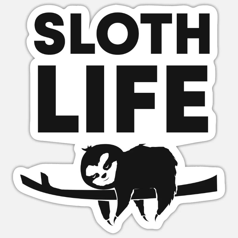 Faultier Sloth Life - Sticker Größe S (10 x 10 cm) - Mattweiß