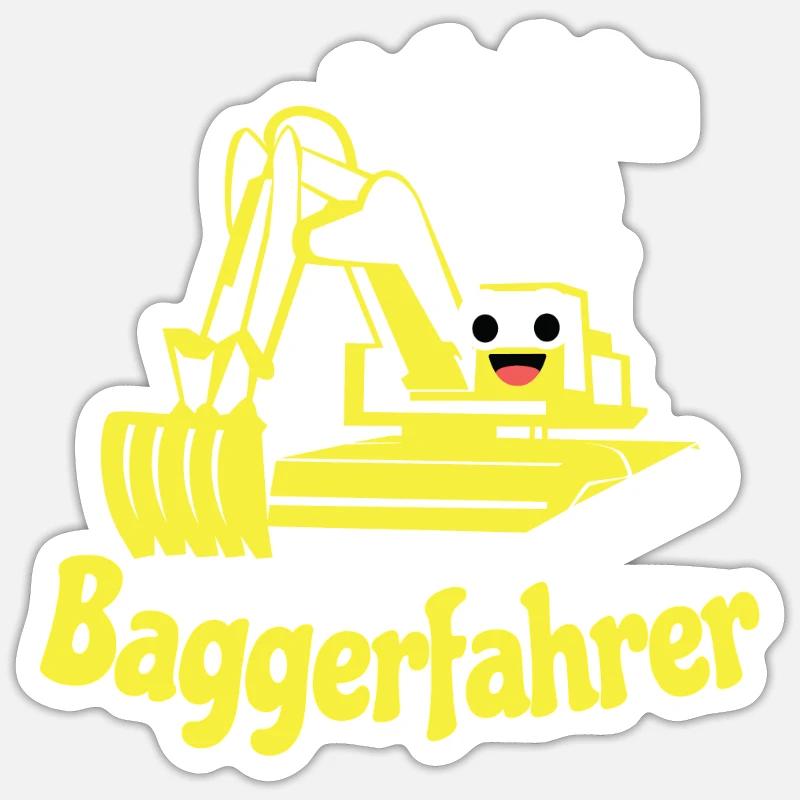 Geburtstag 2 Jahre Jungen Bagger Ich bin 2 Zwei - Sticker Größe S (10 x 10 cm) - Mattweiß