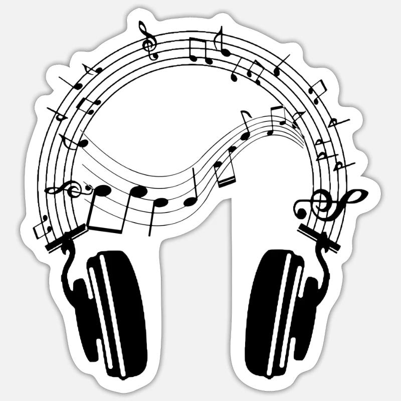 Beats & Notes: Kopfhörer-Design - Sticker Größe S (10 x 10 cm) - Mattweiß