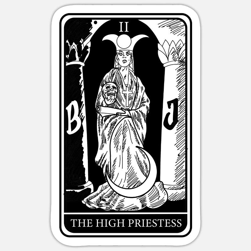 Haute prêtresse Tarot Cartes Devins Devins - Sticker taille S (10 x 10 cm) - blanc mat