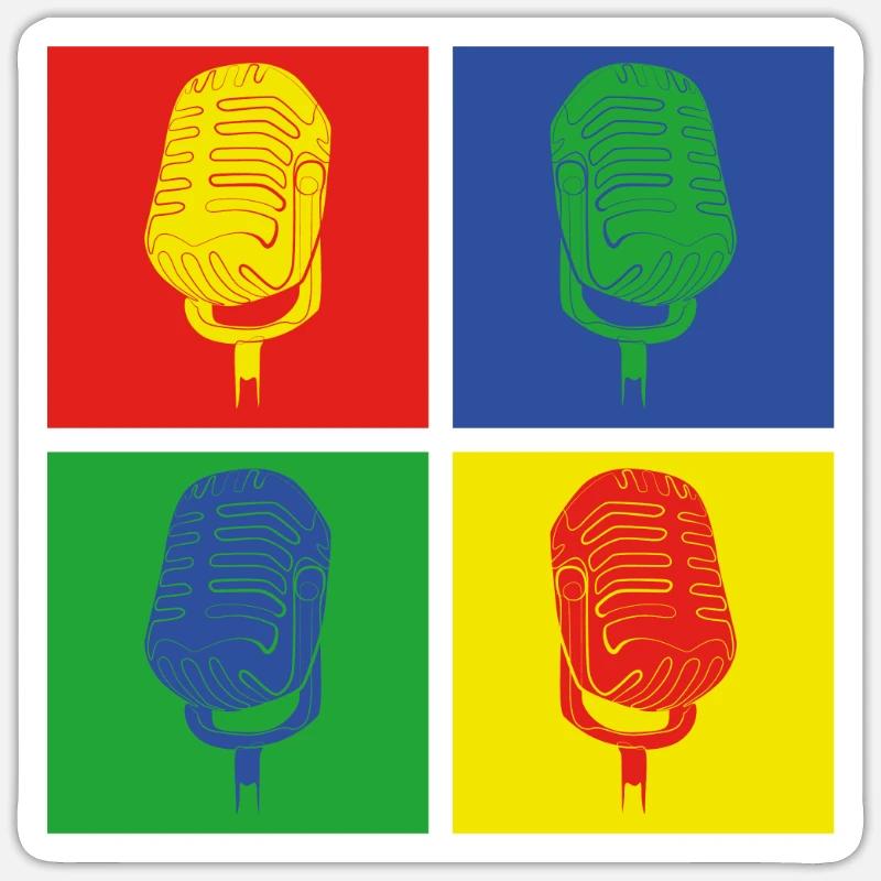 Cantante microfono Pop Art - Sticker formato S (10 x 10 cm) - bianco opaco