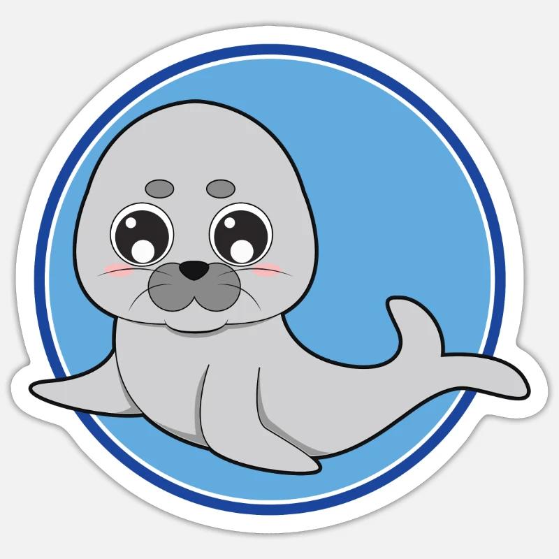 Seelöwe Robbe niedlich - Sticker Größe S (10 x 10 cm) - Mattweiß