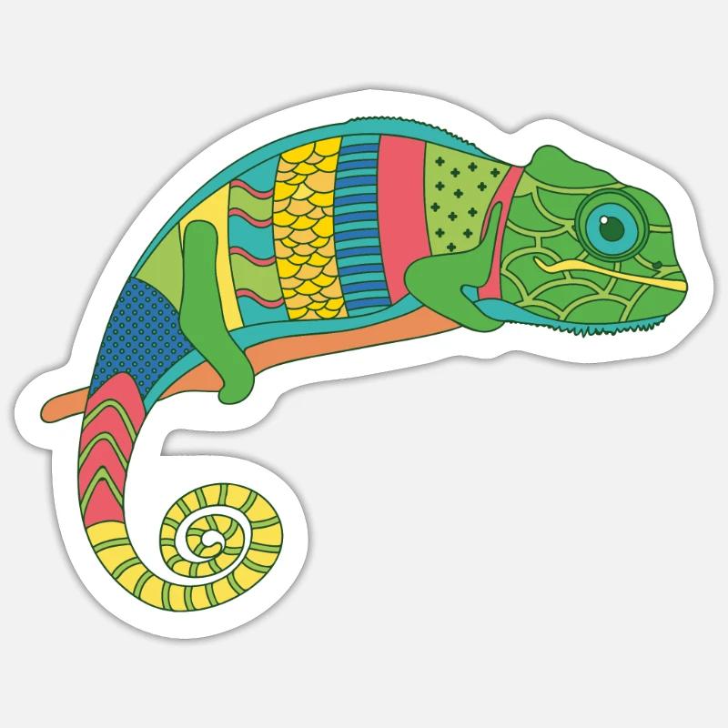 Chameleon Bunt - Sticker Größe S (10 x 10 cm) - Mattweiß
