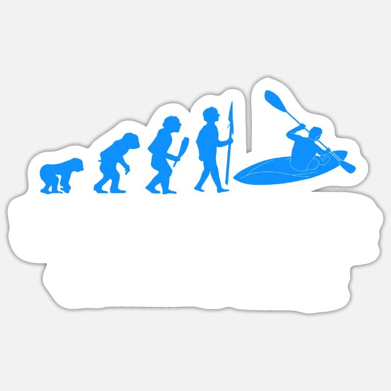 Kayaking Evolution - Sticker size S (10 x 10 cm) - white matte