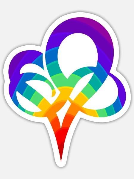 Buntes LGBTQ Herz Symbol Polyamorie Geschenk - Sticker Größe S (10 x 10 cm) - Mattweiß