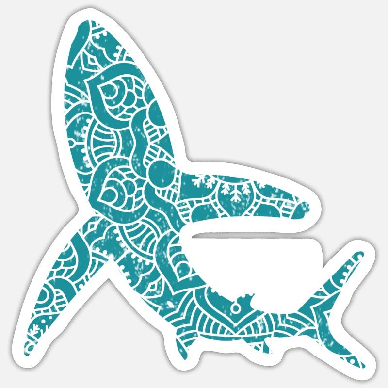 requin - Sticker taille S (10 x 10 cm) - blanc mat