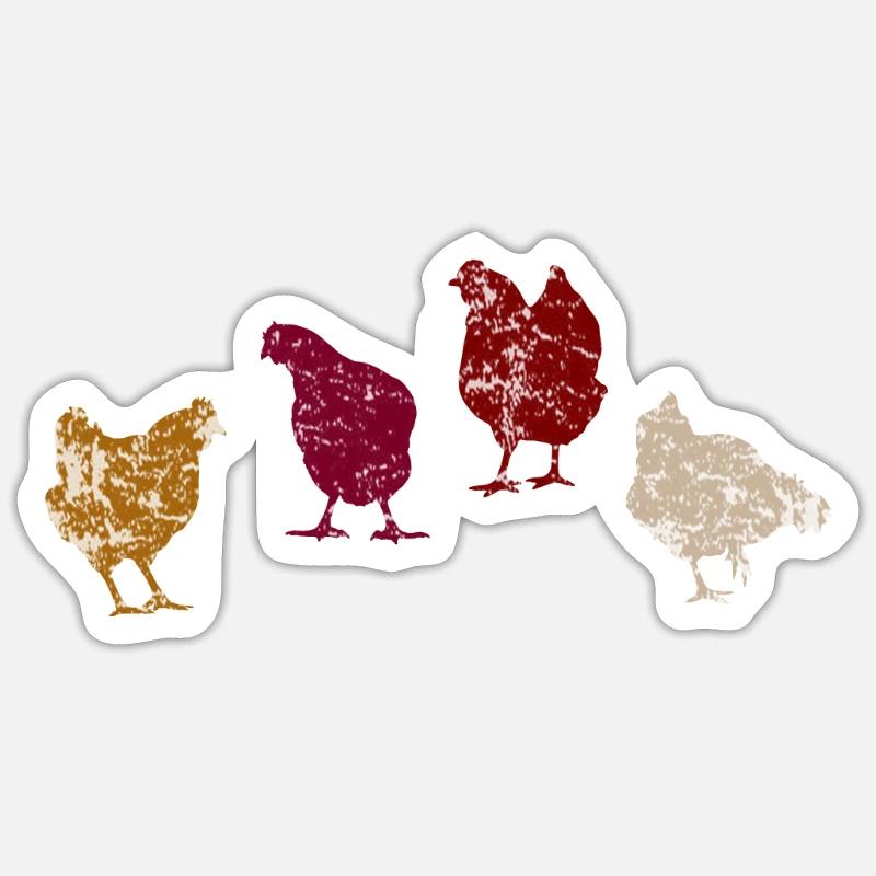 Poulets - Sticker taille S (10 x 10 cm) - blanc mat