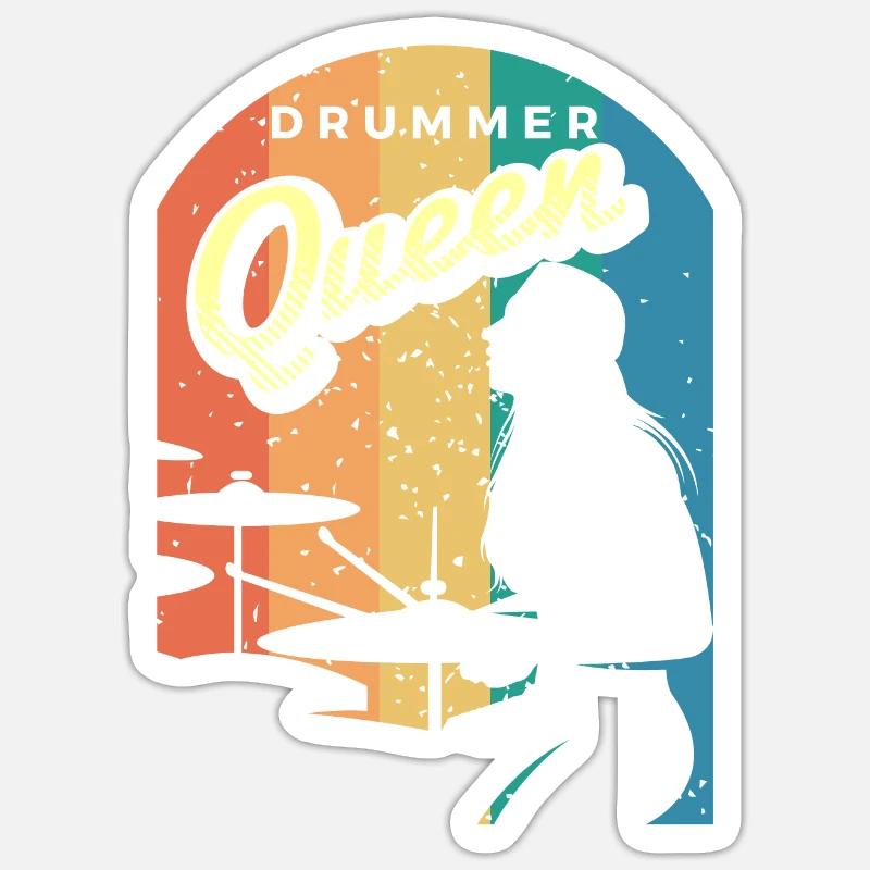 Drums Gift Drummer Percussion - Sticker size S (10 x 10 cm) - white matte