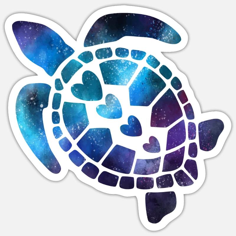 Tortue de mer dans l’espace - Sticker taille S (10 x 10 cm) - blanc mat