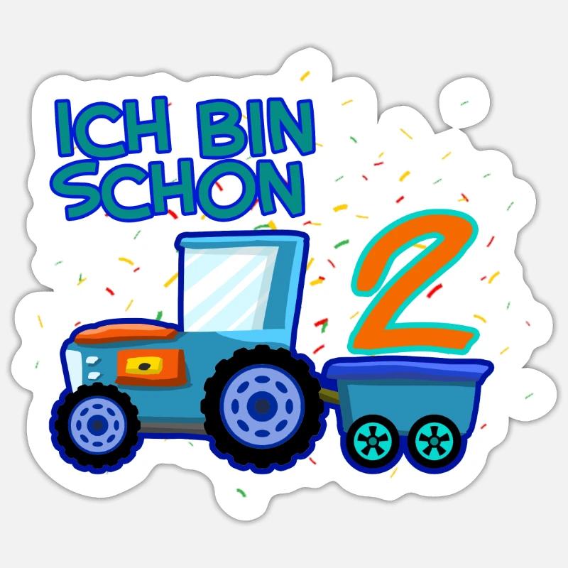 Traktor Ich Bin Schon 2 Geburtstag Sticker Größe S (10 x 10 cm)