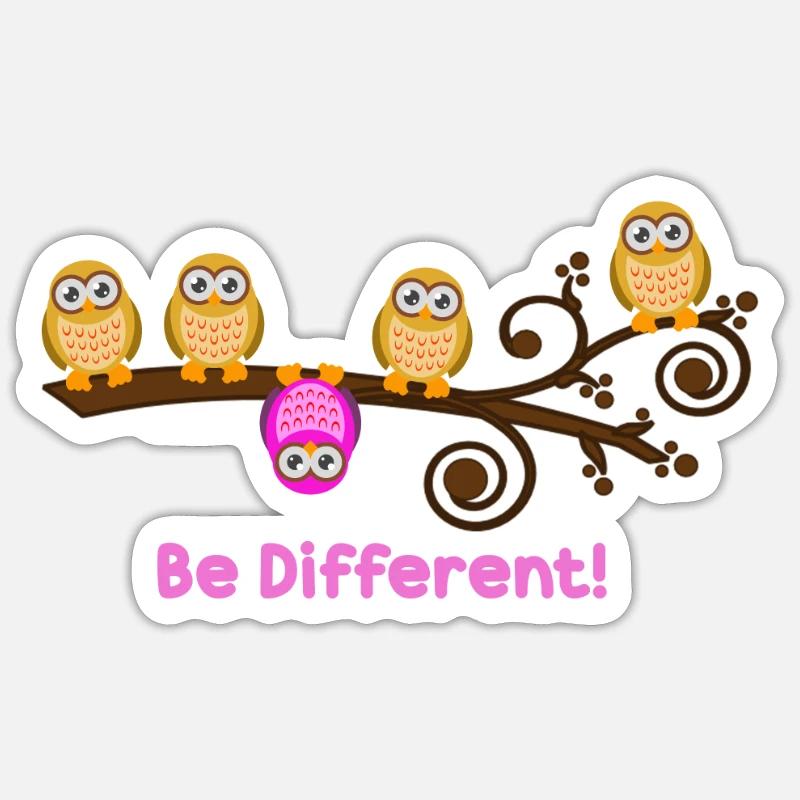 Be Different Süße Eulen Spruch - Sticker Größe S (10 x 10 cm) - Mattweiß