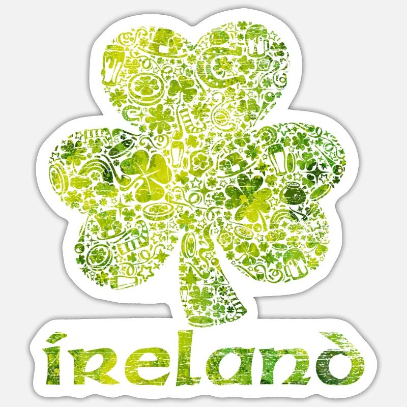 Irland Kleeblatt - Sticker Größe S (10 x 10 cm) - Mattweiß