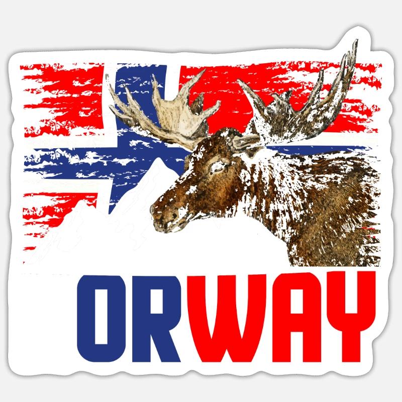 Norwegen Elch - Sticker Größe S (10 x 10 cm) - Mattweiß
