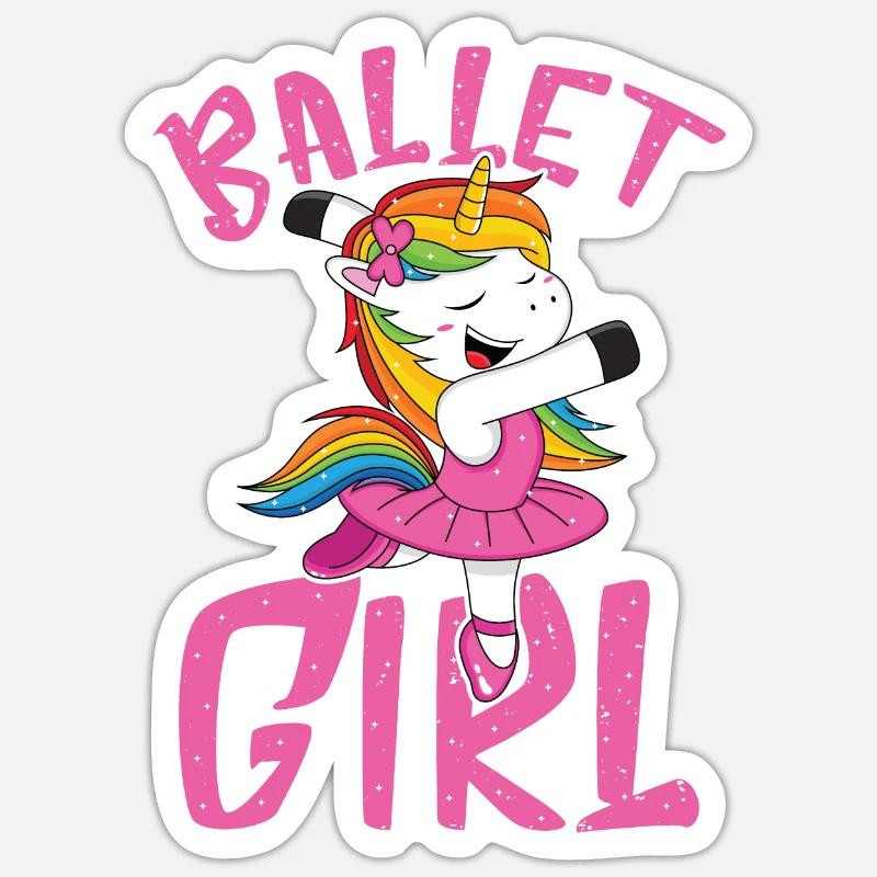 Licorne de ballet à paillettes - Sticker taille S (10 x 10 cm) - blanc mat