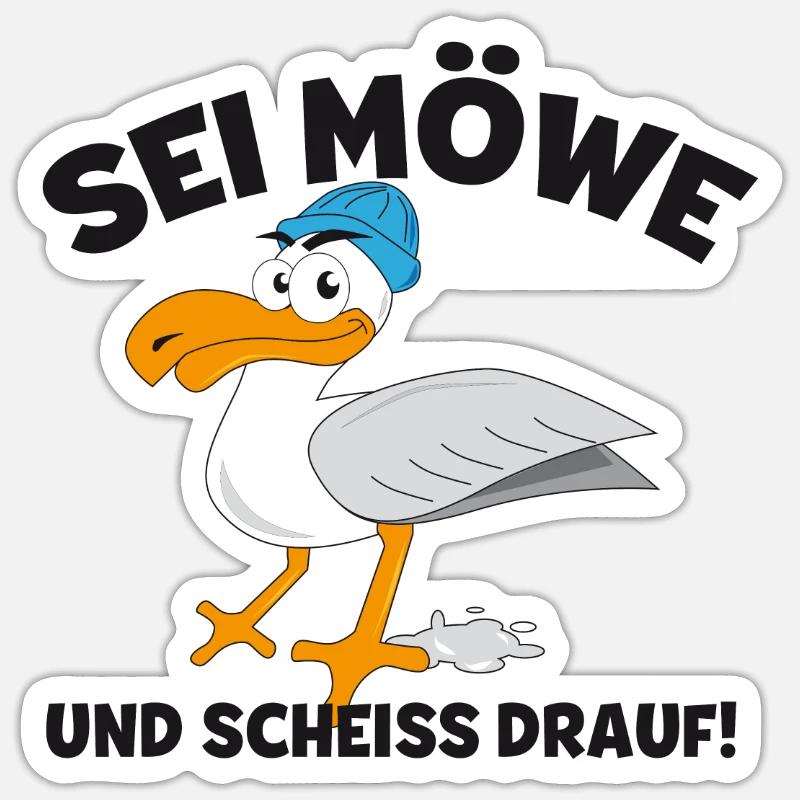 Möwe Möwen Sei Möwe und scheiß drauf Sticker Größe S (10 x 10 cm)
