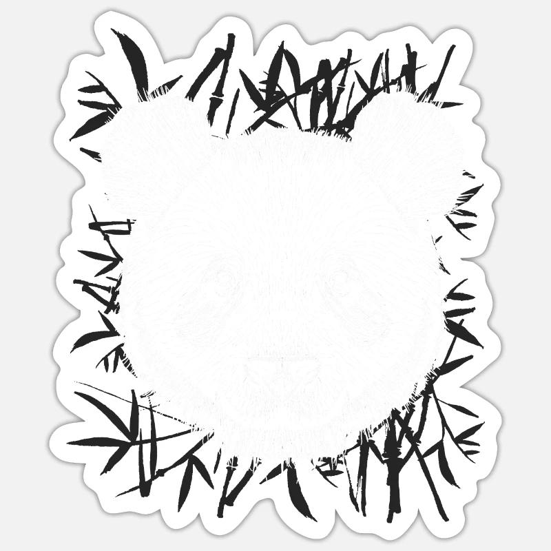 Panda Jungle Bamboo - Sticker taille S (10 x 10 cm) - blanc mat