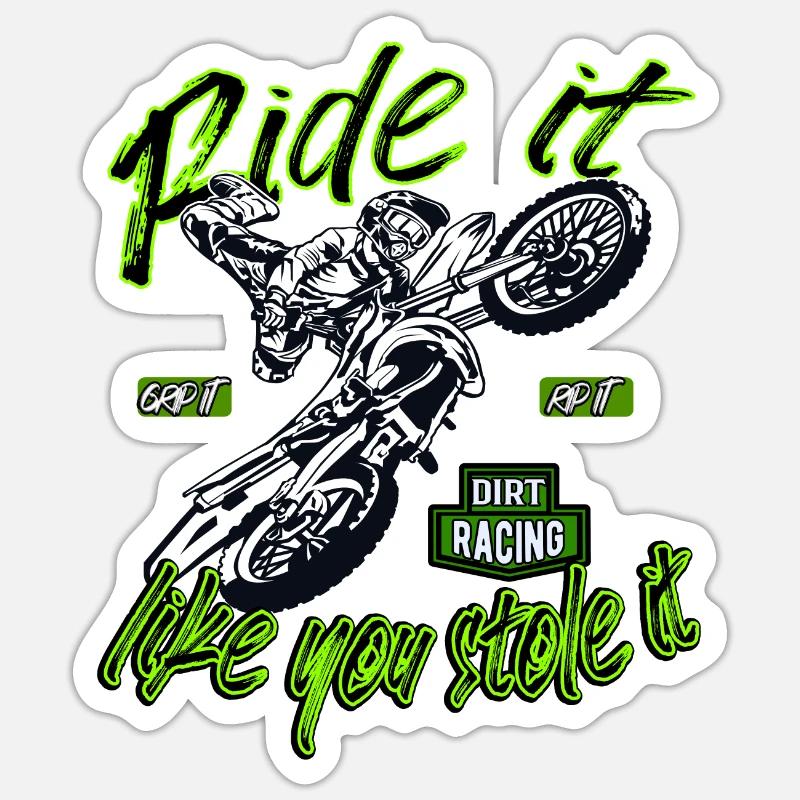 Cascadeur de motocross - Sticker taille S (10 x 10 cm) - blanc mat
