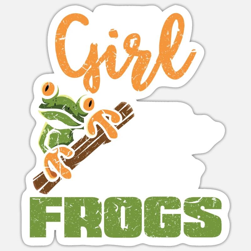 Frosch Mädchen - Sticker Größe S (10 x 10 cm) - Mattweiß