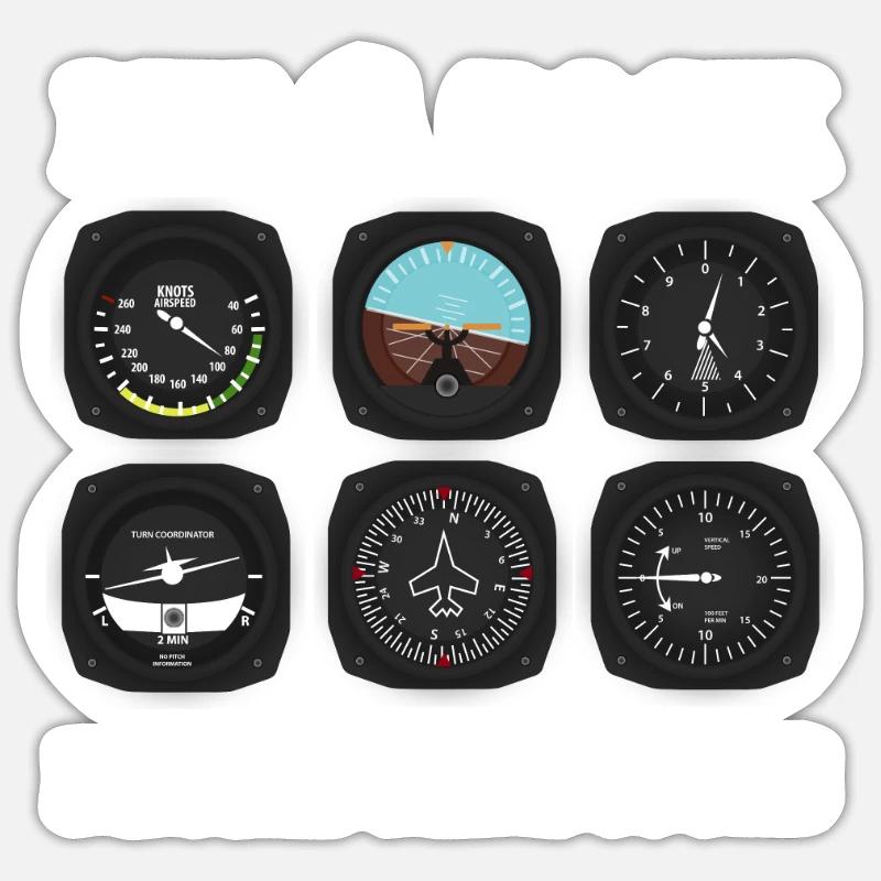 Pilot Flieger SixPack - Sticker Größe S (10 x 10 cm) - Mattweiß