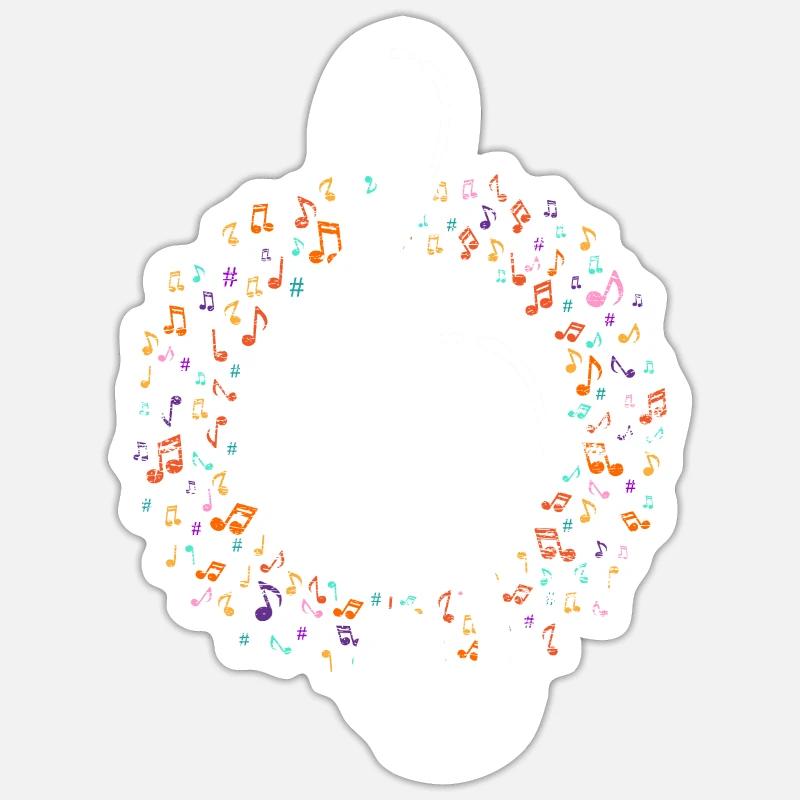 Notes de musique Clef - Sticker taille S (10 x 10 cm) - blanc mat