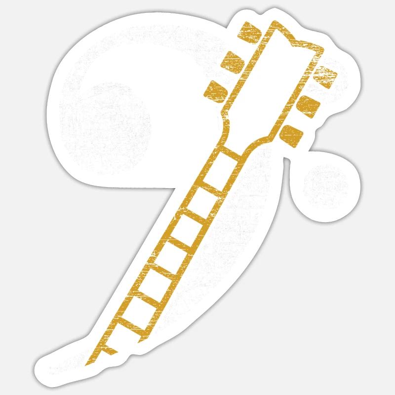 Clef Basse Clef Guitare - Sticker taille S (10 x 10 cm) - blanc mat