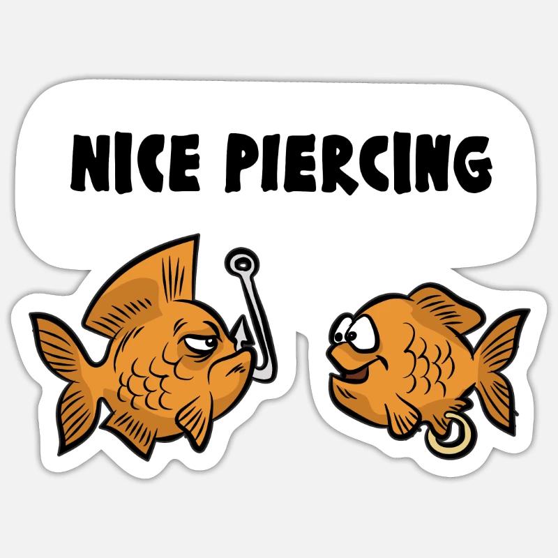 NICE PIERCING poisson pêcheur pêcheur Sticker taille S (10 x 10 cm)
