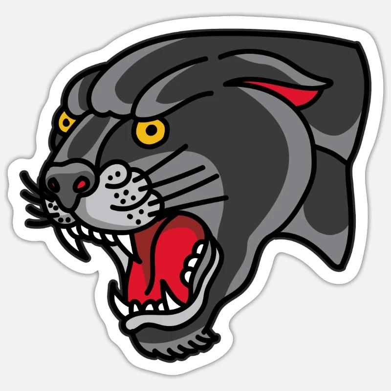 schwarzer Panther - Sticker Größe S (10 x 10 cm) - Mattweiß