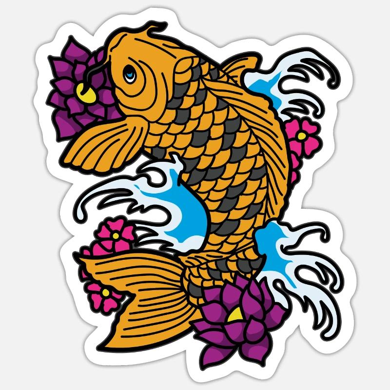KOI Carpes - Sticker taille S (10 x 10 cm) - blanc mat