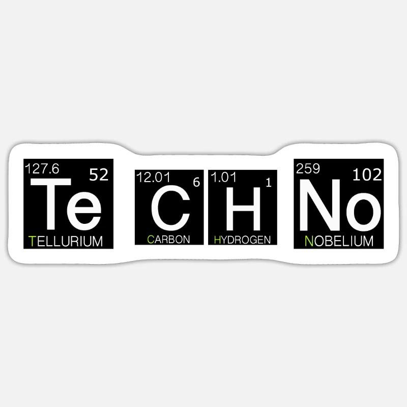 Techno Chem Periodic Table Style - Sticker size S (10 x 10 cm) - white matte