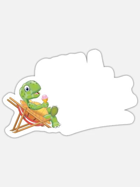 Chillkröte Lustige Sommer Urlaub Schildkröte - Sticker Größe S (10 x 10 cm) - Mattweiß