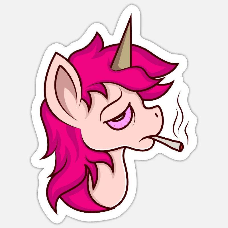 Bekifftes Einhorn - Sticker Größe S (10 x 10 cm) - Mattweiß