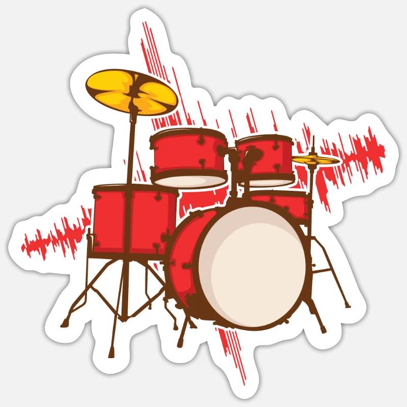 Drums Gift Drummer Percussion - Sticker size S (10 x 10 cm) - white matte
