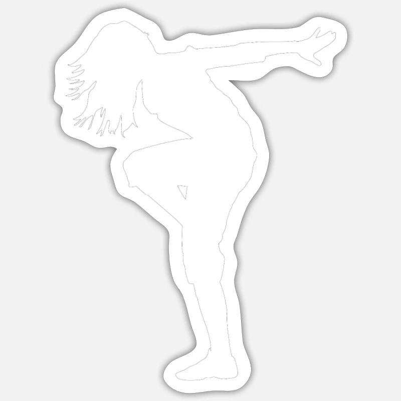 Silhouette de danseur danseur de breakdance - Sticker taille S (10 x 10 cm) - blanc mat