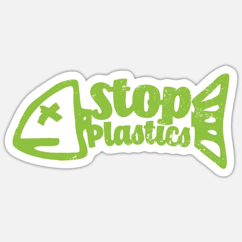 Stop Plastic - Sticker size S (10 x 10 cm) - white matte