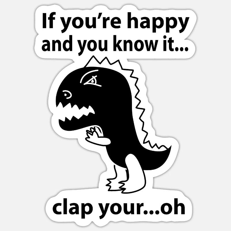 Dino T-Rex Clapping Sticker size S (10 x 10 cm)