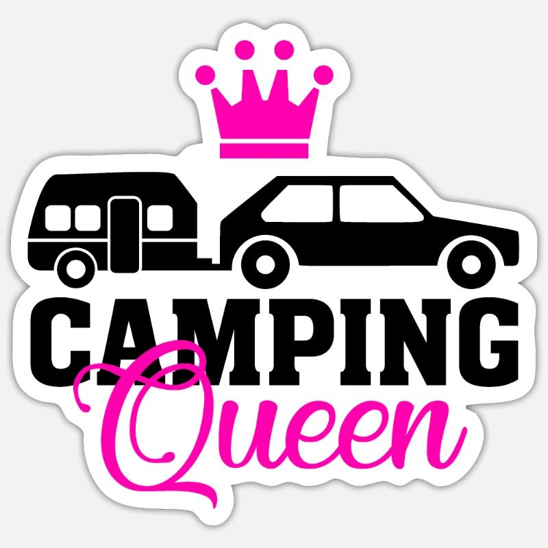 Camping Queen Caravan Camping Camper Gift - Sticker size S (10 x 10 cm) - white matte
