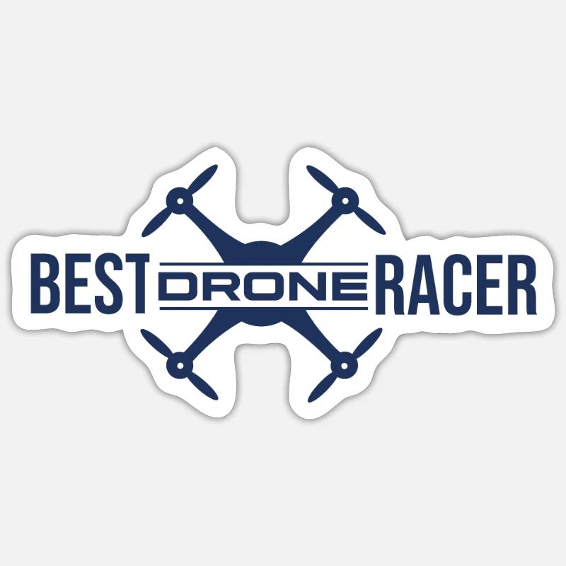 Drone - Sticker taille S (10 x 10 cm) - blanc mat