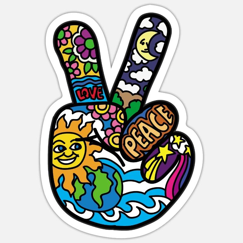 Friedenszeichen Peace und Frieden Hanzeichen - Sticker Größe S (10 x 10 cm) - Mattweiß