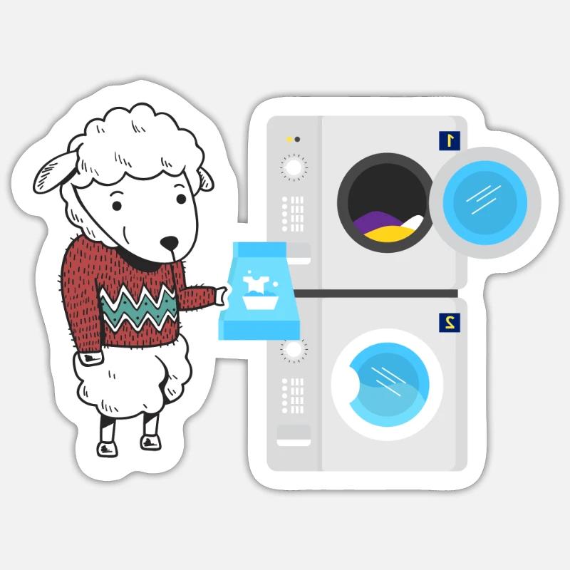 Sheep washing machine laundry wool - Sticker size S (10 x 10 cm) - white matte
