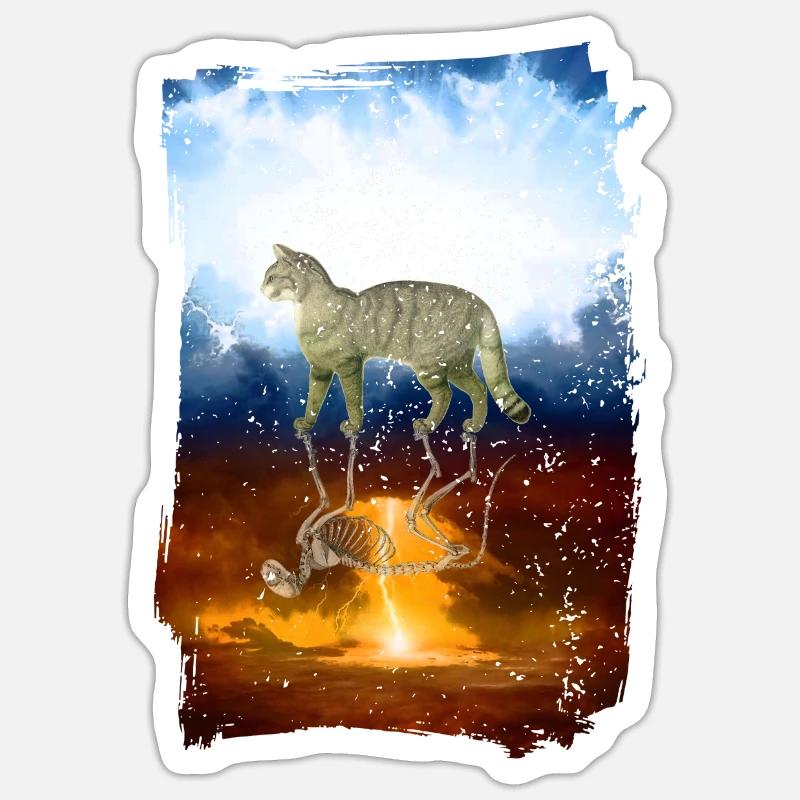 Schroedinger chat quantique physique conception de la mécanique Sticker taille S (10 x 10 cm)